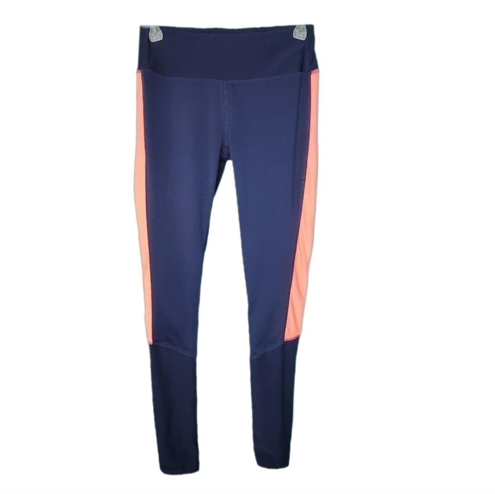 Avia Colorblock Full Length Leggings Navy Blue and Coral Women's Size XS